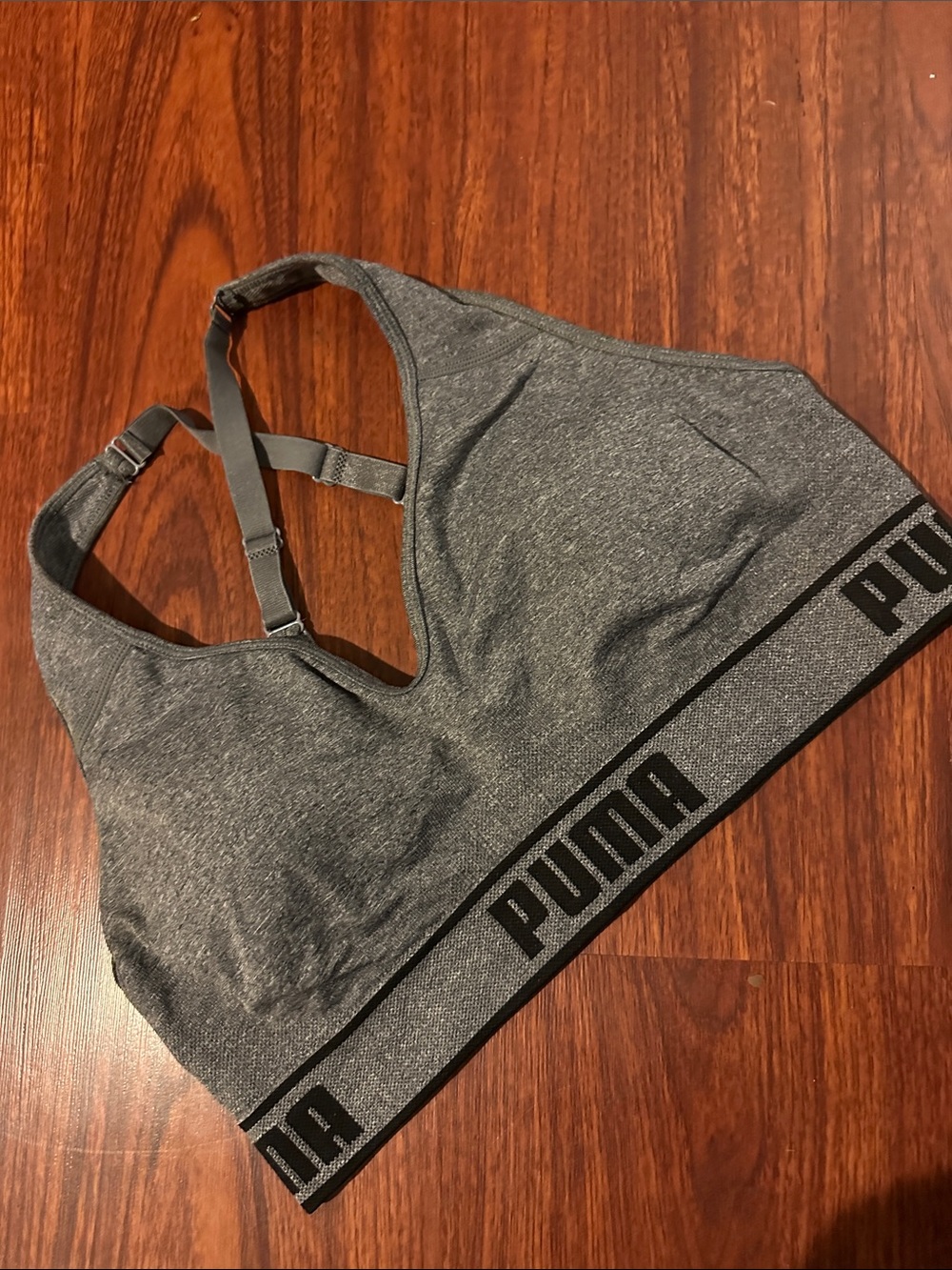 Puma Heather Gray Seamless Logo Band Sports Bra